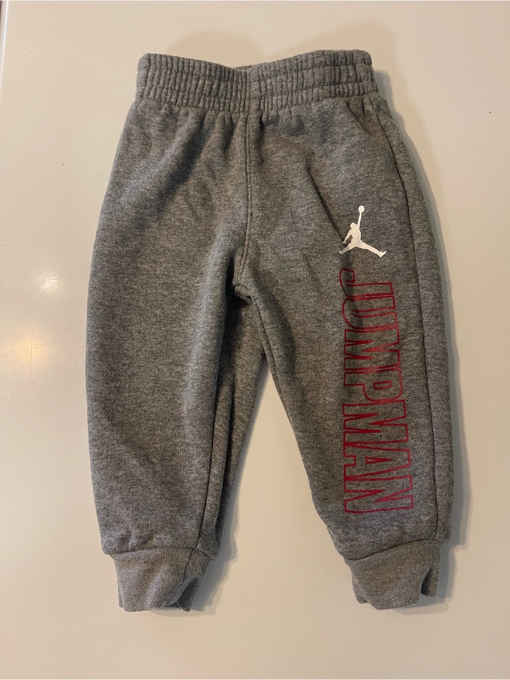 Jordan Gray Sweatpants with Red Jumpman Graphic